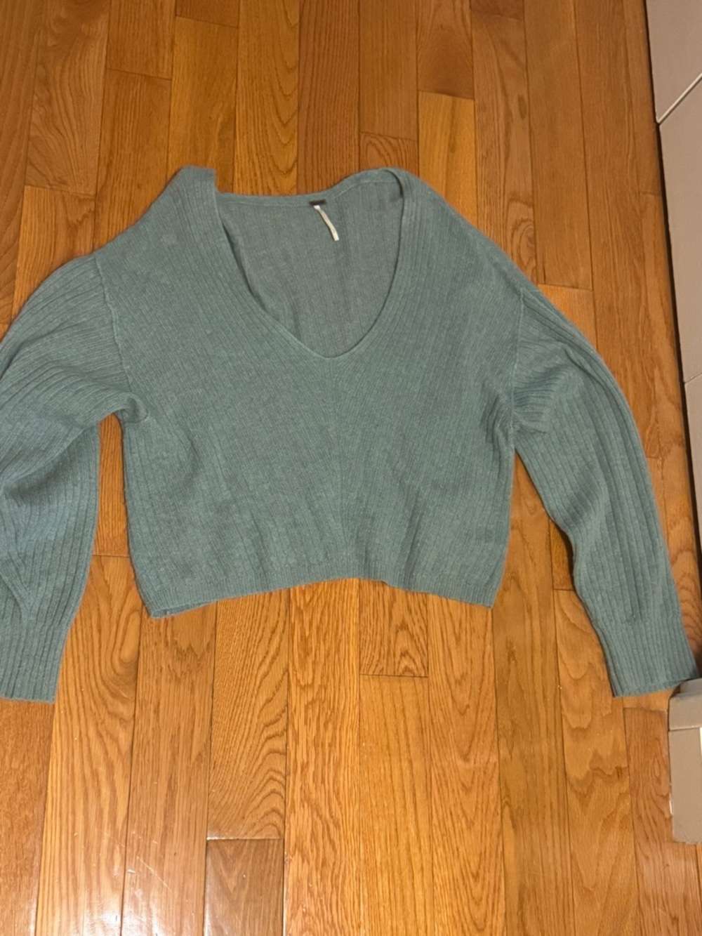 Free People Misty Seafoam Fuzzy Knit Top